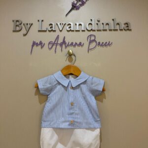Romper listrado azul com branco